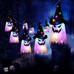 Decorazione di Halloween LED lampeggiante Gypsophila Ghost Festival Dress Up Glowing Wizard Cappello fantasma Lampada Decor Lanterna sospesa C0811G03