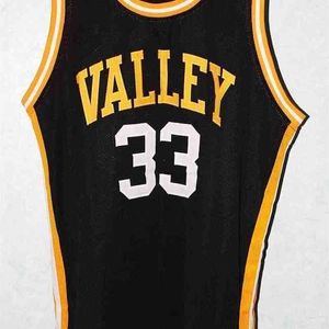 Дешевые пользовательские Ларри Берд #33 Вэлли в средней школе Джерси баскетбола черная белая вышива