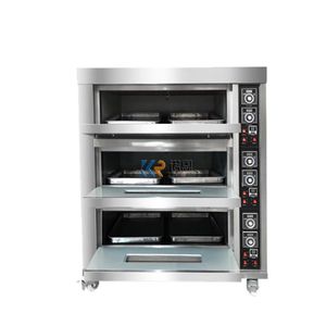 Commercial Electric Baking Oven with Steam - 3 Decks, 6 Trays for Bread, Pizza, Cake - Stainless Steel Kitchen Equipment