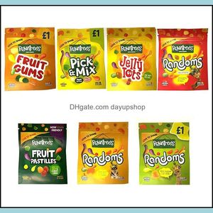 Rowntrees Gummies Mylar Vegan 500Mg Stand Up Poşet Meyve Rastgele Jöle Çok Şeker Yenilebilir Ambalaj Poşeti Drop De Dayupshop Dh6Jy