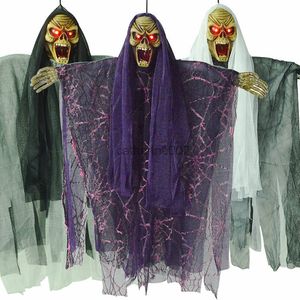 Cosplay Halloween Pingente de bruxa assombrado Decoração de esqueleto elétrico Controle de voz pendurada Ghost Ticky Horror Toy adereços G220819