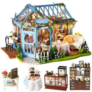 Bonedbee Diy Dollouse Wooden Doll Houses Kit de móveis de boneca em miniatura Casa Música Liderou Toys for Children Birthday Gift A68A MX200414