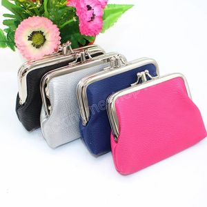 Double Layer Buckle Wallet Soft Artificial PU Leather Coin Purses Pure Color All-match Money Purse For Women Girls Coin Purse