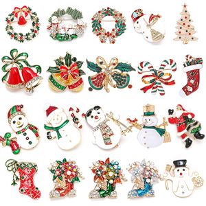 Pins Diamond Brooches Christmas Snowman Tree Garland Jewelry New Year Brooch