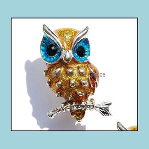 Pimler broşlar broş kadınlar için mücevherler retro plastik rhinestone kristal emaye baykuş pimleri hediyeler noel damlası teslimat 2 Carshop2006 dhwl5