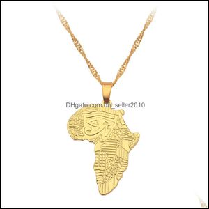 Collane con ciondolo Anniyo Stile Hip-Hop Mappa Africa Gioielli color oro per donna Uomo Mappe africane Gioielli Regali Drop Deli Dhseller2010 Dhjhl