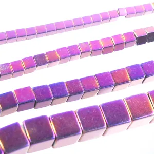 WOJIAER Non-Magnetic Materials Hematite 4mm Square Loose Beads For Bracelet Necklace Jewelry Making 15.5" BL325