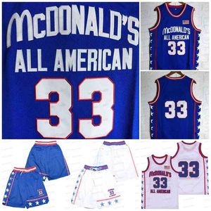 NCAA Erkekler McDonald's All American 33 Dikişli Basketbol Forması Şort Pocket Fermuar Beyaz Mavi Dikişli Erkek Formalar Spor Takım İyi QUALI