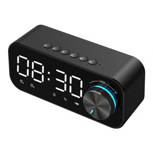 LED Dijital Ekran Çift Alarm Ayna Saati Subwoofer Bluetooth 5.0 Bas Hoparlör Düğme Gecesi Işığı TF AUX Müzik Çalar