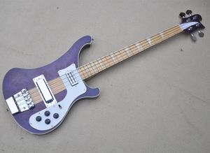Purple 4 String Boyun Vücut Elektrikli Bas Gitar Maple Kıvreli Gitar