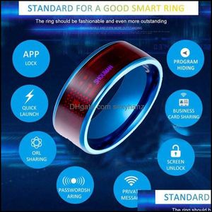 Bant Halkaları Paslanmaz Çelik Erkek Yüzük NFC Parmak Yüzük Erkekler için Dijital Android İşlevsel Damla Teslimat 2021 Takı Sexyhanz Dhdef