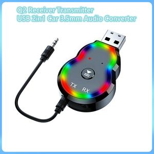 Verici ve Alıcı 3.5mm Ses Adaptör Adaptör Kablosuz USB 2IN1 PC TV Arabası Bluetooth uyumlu 5.3