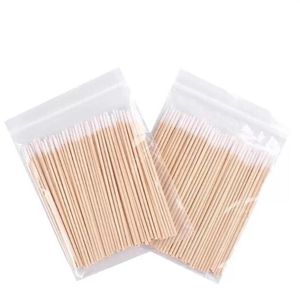 Süngerler Aplikatörler Pamuk 100 PCS Tek Kullanımlık Ultra Silah Lint Mikro Fırçalar Ahşap Tomurcuklar Swabs Kirpik Uzatma Tutkal RE248E