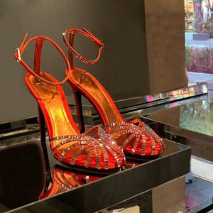 Alevi Milano Yüksek topuklu sandaletler kristal kaplı kayış makya