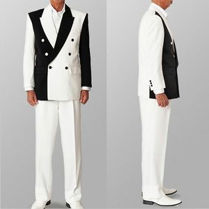 Siyah Beyaz Erkekler Düğün Smokin Seti 2 Parçası Renk Eşleşen İnce Uygun Kıyafetler Blazer Wear