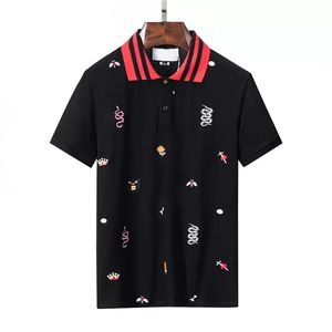 дизайнерские мужские рубашки-поло для гольфа высшего качества, рубашки с короткими рукавами с вышивкой пчелы и змеи для мужчин, футболки 2023, летняя деловая рубашка, пуговица с лацканами, одежда.