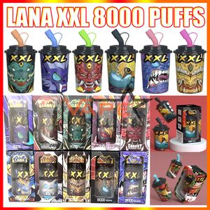 Orijinal Tek Vape Kalem E Sigara Lana XXL 8000 Puffs Şarj Edilebilir 650 mAh Pil Ile 15 ml Önceden Doldurulmuş Pod Büyük Buhar Puff Kiti