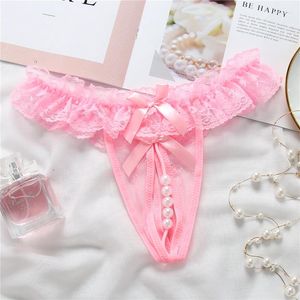 Kadın Panties Kadın Panties Düşük Rasli Seksi Kılavuzlar Boncuklar Dantel Şeffaf Lingerie Thongs Lady erotik iç çamaşırı perspektif Seks Kadınlar için