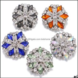 Tıkıklar kancalar Noosa Rhinestone mücevherli Sier Hollow Çiçek Snap Duthing 18 mm bilezik kolye halkaları için mücevherler Damla Teslimat 2021 Dhyav'ı bul
