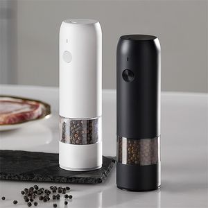 Mills Electric Automatic Salt and Pepper Grinder Set Rechargeable With USB Gravity Spice Mill Adjustable Spices Grinder Kitchen tools 220827