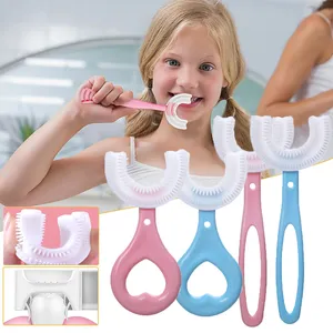 360 Dereceli U şeklindeki çocuk diş fırçası silikon çocuk dişleri ağız bakım temizleme aracı