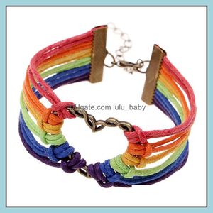 Tennis Creative Fashion Jewelry Homosexual Mens Bracelet Heart Woven Rainbow Color Bracelets Drop Delivery 2021 Lulubaby Dh4Pl