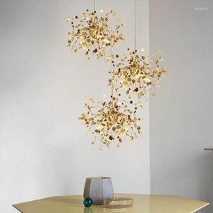 Подвесные лампы современный творческий дизайн искусства люстр гостиная кофейня Декоративные светодиодные лампы кухонные огни подвесные золотые светильники