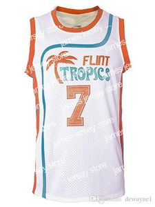 Basketbol Formaları Downtown Malone #69 Monix #11 Flint Tropics Jersey #7 Kahve Siyah #33 Moon Semi Pro Film Forma Forması Erkekler Dikişli Forma