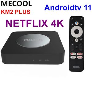 MECOOL Android 11 TV Box KM2 PLUTRO 4K AMLOGIC S905X4 2G DDR4 Ethernet WiFi BT5 Stream HDR 10 Player de mídia doméstico Caixa superior