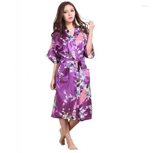 Kadınların pijama yüksek moda mor Çin gelin düğün elbisesi kadın rayon gecelesi seksi kimono banyo boyutu S m l xx xxxl z013