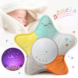 Parmak Oyuncaklar Çocuk Yumuşak Dolgulu Uyku Led Gece Lambası Hayvan Peluş Müzik Yıldızları Projektör Işık Bebek Kızlar İçin Boy 220829
