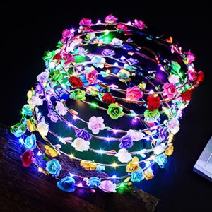 LED Light Up Toys Party Favors Luminous Line Crown Corolla Luminou Party Carnival Floral Decoration Garland Bright Hair Accessory Kids toy 60