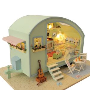 Mimarlık Diy Evi Sevimli Böcek Minyatür Mobilya Led Müzik Toz Kapağı Model Yapı Taşları Çocuklar İçin Oyuncaklar Casa De Boneca 220829