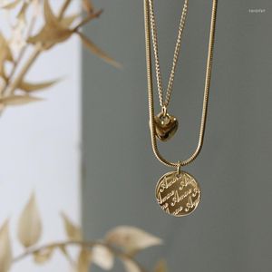 Kolye Kolyeler Yüksek kaliteli İtalya 18k altın kaplama ince mücevher kadınlar peri çift zincirler kadın aşk kalp anne hediye için amore