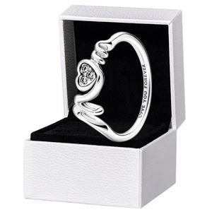 Mom Pave Heart Ring 925 Sterling Silver Dia das Mães Jóias de presente com Caixa Original Conjunto Para Pandora CZ Diamond Love You Anéis
