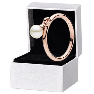 Женщины белая жемчужная подвеска обручальное кольцо из розового золота с обручавшимися украшениями для Pandora 925 Серебряная подруга Подарочные кольца с оригинальной коробкой