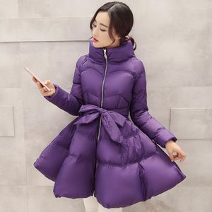 Женские траншевые пальто фиолетовые a-line Down Down Purtage Coat Женская ткань 2022 модная зима теплый переход хлопчатобумажный парк одежды для женщины