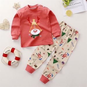 Özel günler Noel pijama setleri çocuk elk Noel baba desen sleepwear takım elbise çocuk pijama pijama sonbahar kış bebek kız giyim 220830