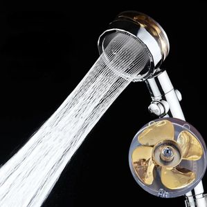 Турбо душевая головка вода сэкономить поток 360 градусов вращения с небольшим вентилятором ABS дождь высокое давление спрей для ванной комнаты аксессуары для ванной