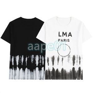 Mens New Summer Tee Designer Gradient Ink Color Printing T-shirt High Street Womens Casual Tops Asian Size S-2XL