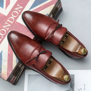 Erkekler Pu Loafers Düz Renk Klasik Moda Yay Dekorasyon Saçlı Ayak Kare Topuk Konforlu Ayakkabılar Ad E