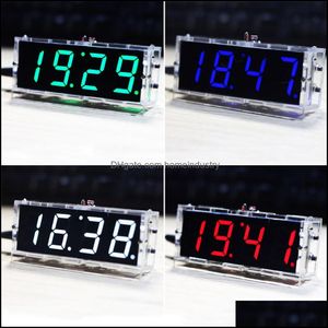 Desk Table Clocks Digital Alarm Clock Digit Diy Electronic Kit Mode Led Light Control Temperature Date Time Display Large Screen For Dh9Zs