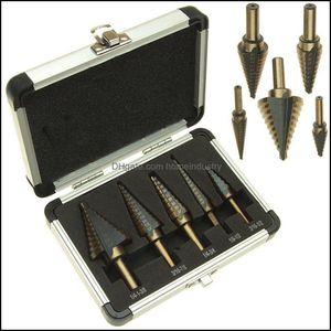 Drill Bits 5Pcs Set Hss Cobalt Mtiple Hole 50 Size Step Drill Bit Set Coming Include Aluminum Case Arrival High Quality Dec517 Drop D Dhmkd