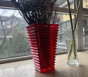 Vazolar elmas cam lüks vazo kırmızı/mavi/sarı dikdörtgen yuvarlak renkli kristal tarzı mum tutucu