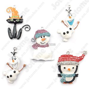 Kolye Kolyeleri 50 PCS/LOT BOLEDAL Snowman Bling Chunky Kolye Ser kolyeleri için Rhinestone Charms