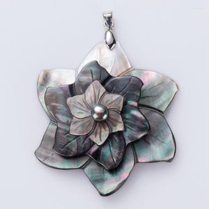 Подвесные ожерелья 3d Lilium Sea Shell Craft Natural Pearl Black Sw