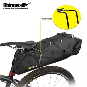 Panniers Bags Rhinowalk Bike 10L13L Waterproof Bicycle And Stabilizer Bracket Mount Large Capacity Saddle Tail Rear 221201