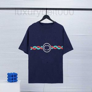 Erkek Tişörtler Tasarımcısı 2022 Yeni Koyu Mavi Firenze Kısa Knapıtlı Üst Son Gömlek Kadın ve Erkek EER9