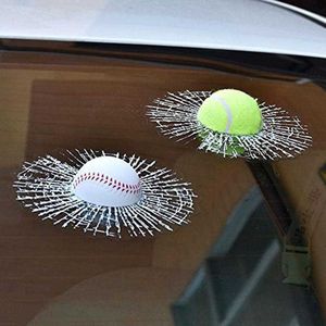 Auto Styling Baseball Fußball Tennis Stereo Zerbrochenes Glas 3D Aufkleber Auto Fenster Ball Hits Selbstklebende Aufkleber Auto Aufkleber