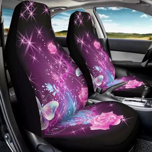 Sandalye, kadınlar için araba koltuk kapağı setlerini kapsar Evrensel ön komik gül çiçek baskılı örgü iç tam set